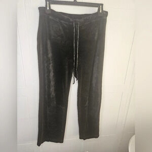 Calvin Klein Black Velvet Wide Leg Pull On Athleisure Pants Cottom Blend L GUC